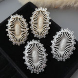 pave zircon chunky oval earrings