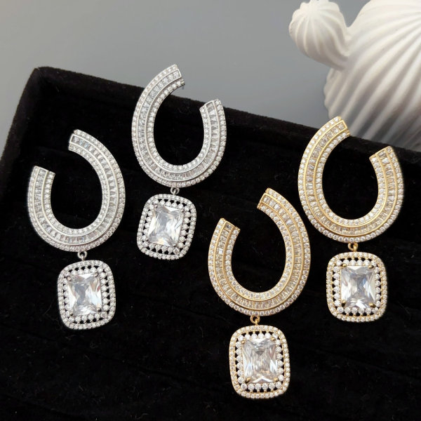 Pave zircon party earrings