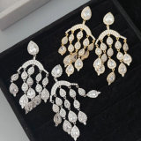 Pave zircon tassel party earrings
