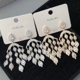 Pave zircon tassel party earrings