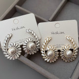 Pave zircon pearl earrings