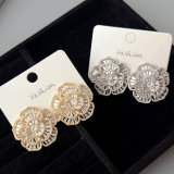 Pave zircon chunky flower earrings