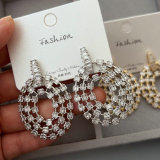 Pave zircon chunky oval earrings