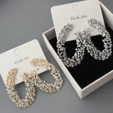 Pave zircon chunky flower earrings