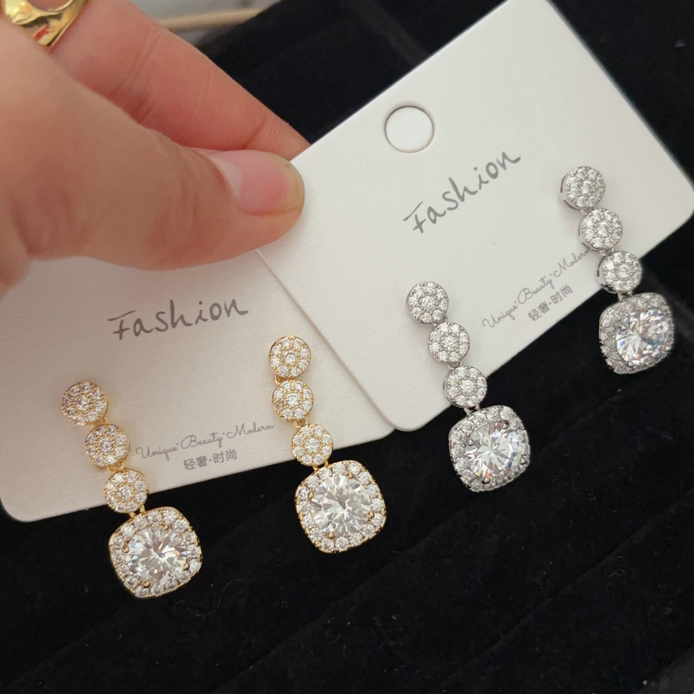 Pave zircon teardrop earrings
