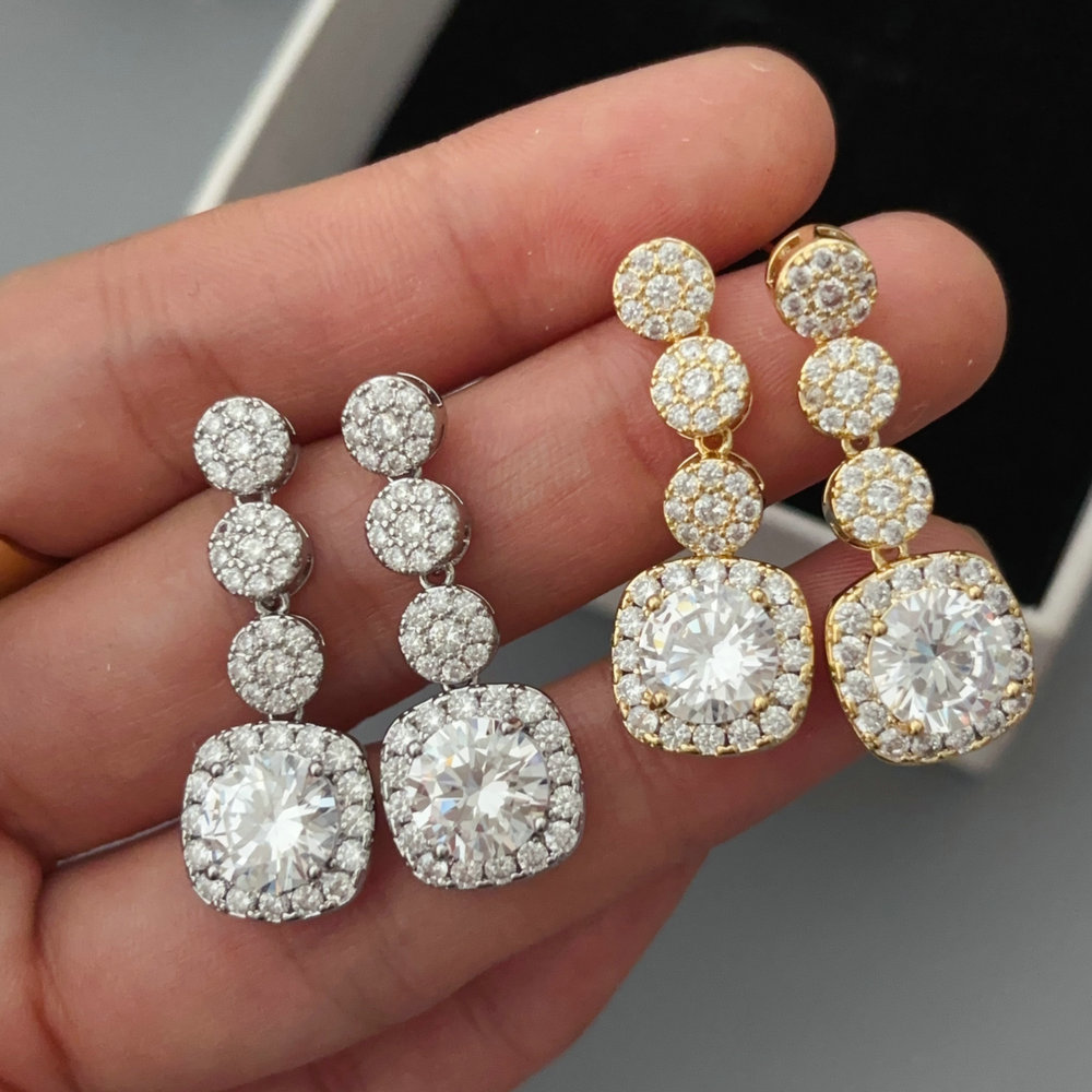 Pave zircon teardrop earrings