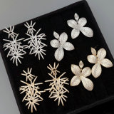 Pave zircon flower earrings