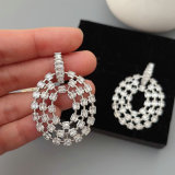 Pave zircon chunky oval earrings