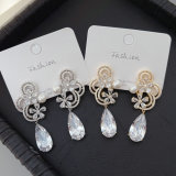 Pave zircon fine flower earrings