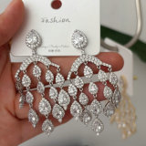 Pave zircon tassel party earrings