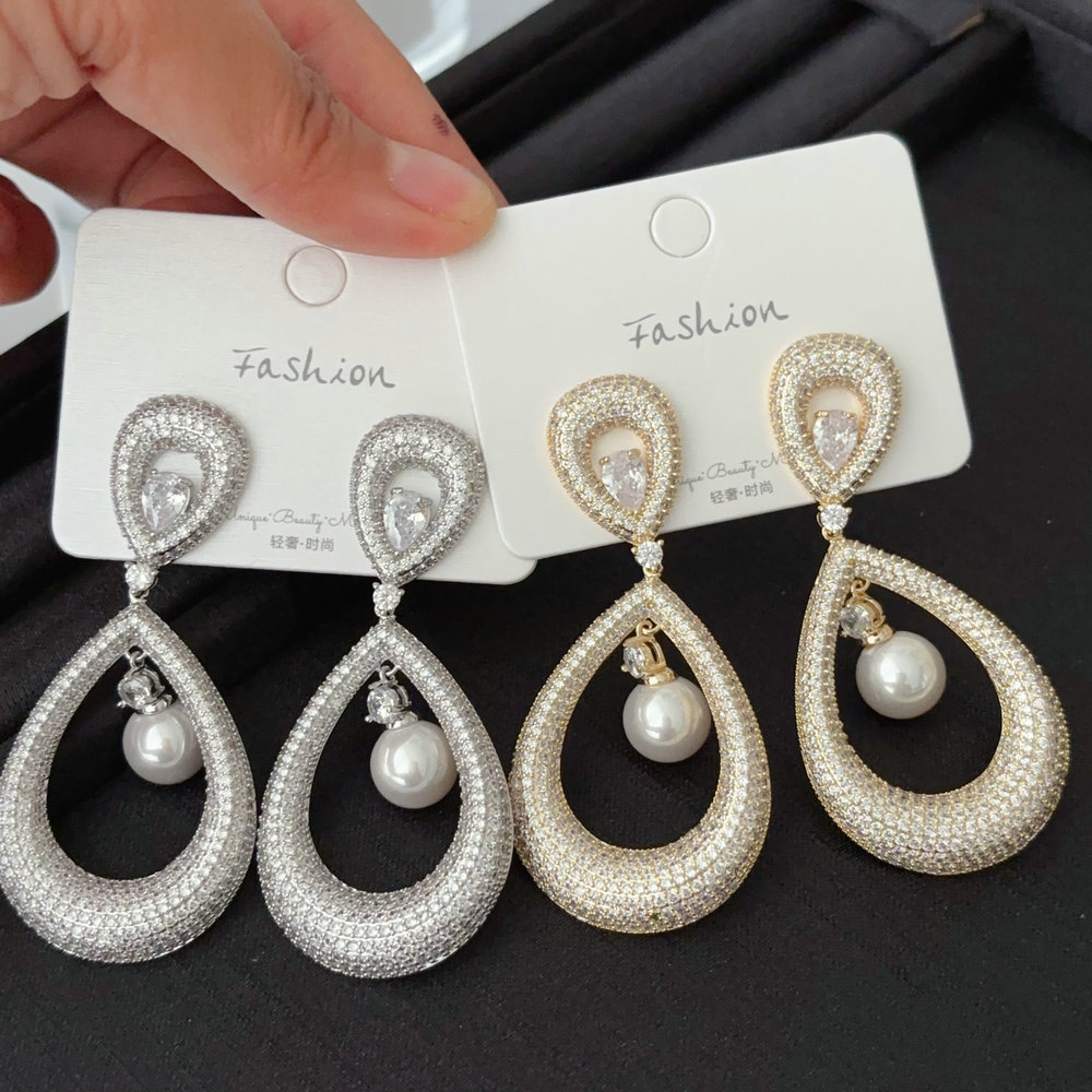 Pave teardrop earrings