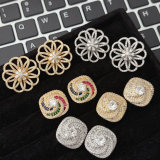 pave zircon flower earrings