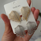 Pave zircon fan earrings
