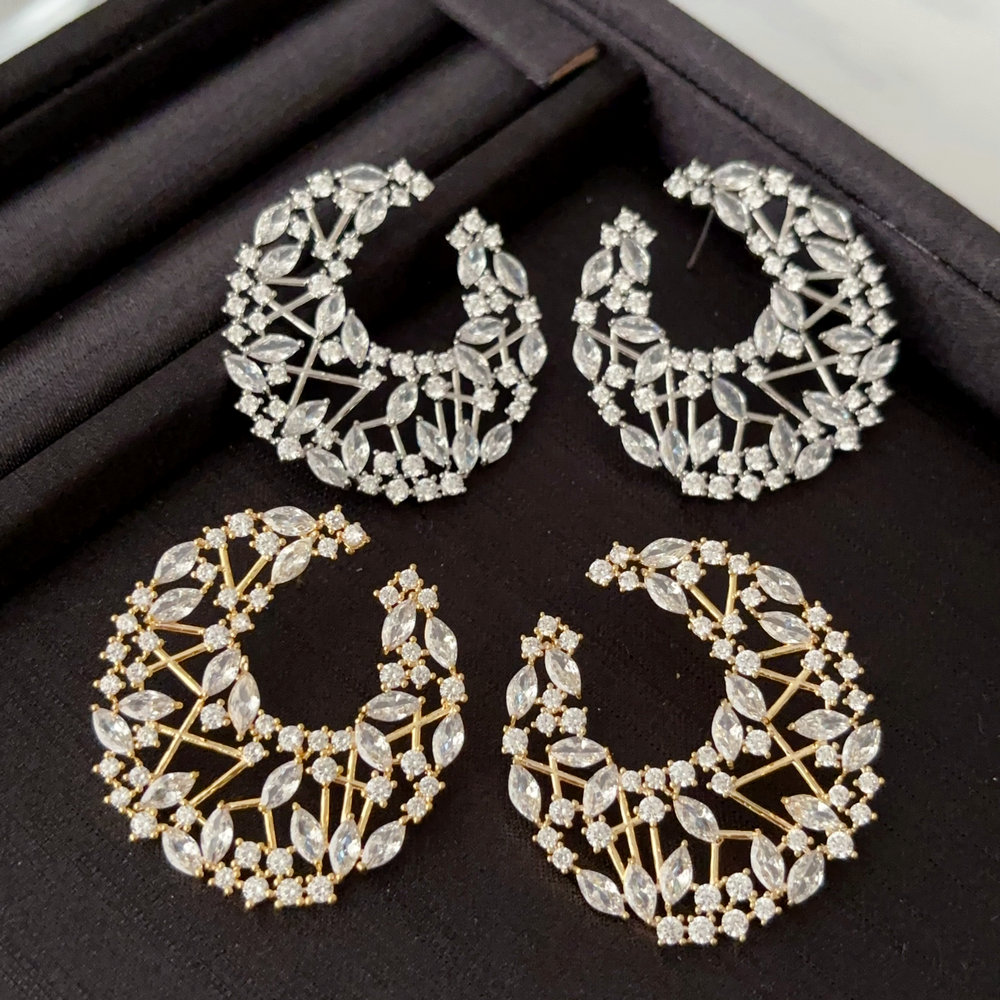 pave chunky fan earrings