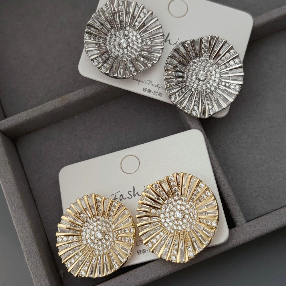 pave flower earrings
