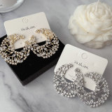 pave chunky fan earrings