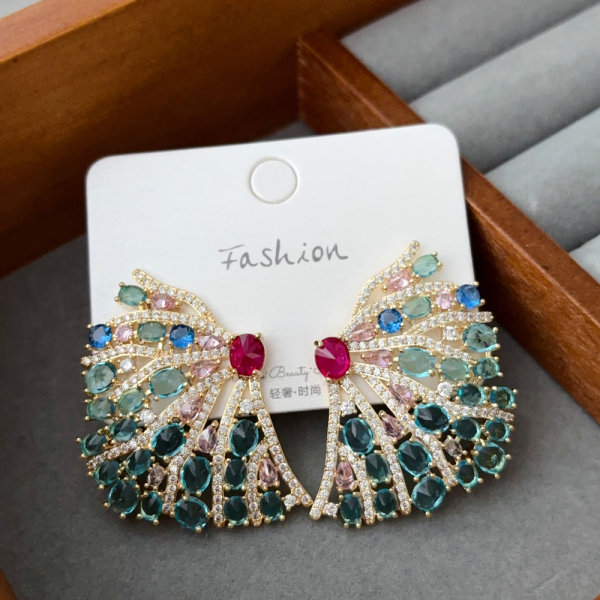 Pave zircon wing earrings