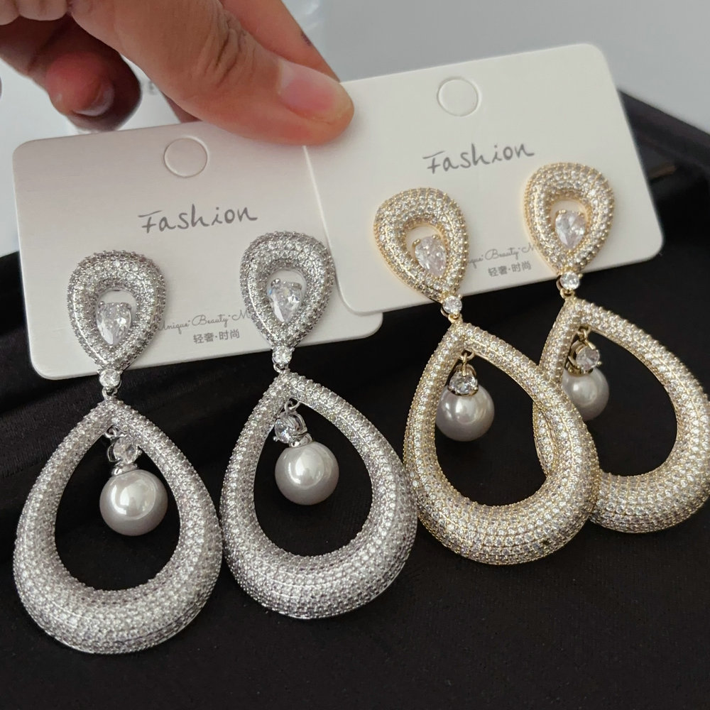 Pave teardrop earrings