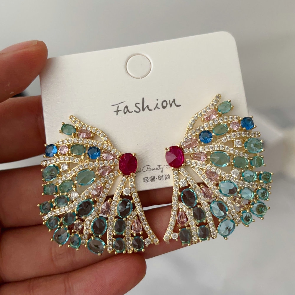 Pave zircon wing earrings