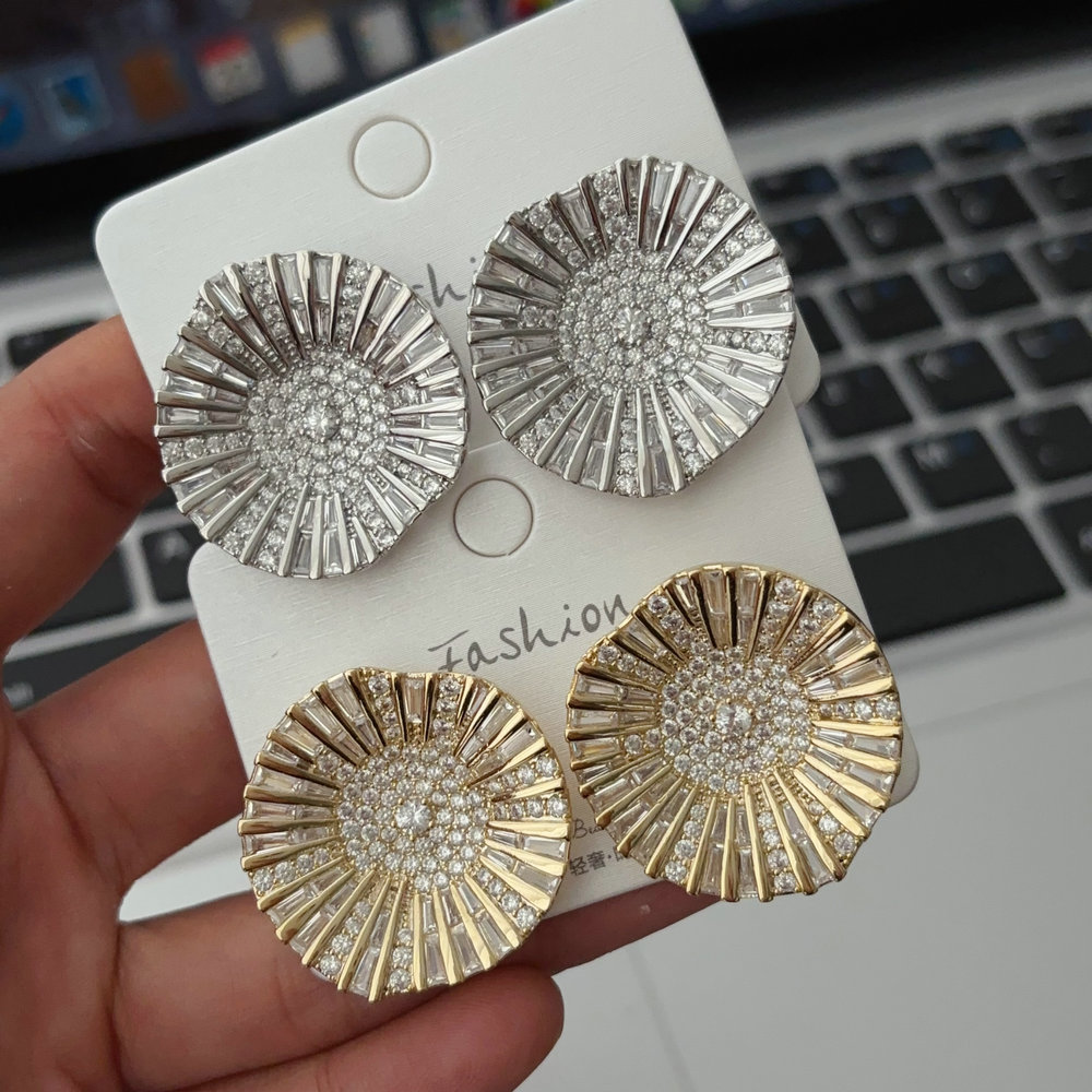 pave flower earrings