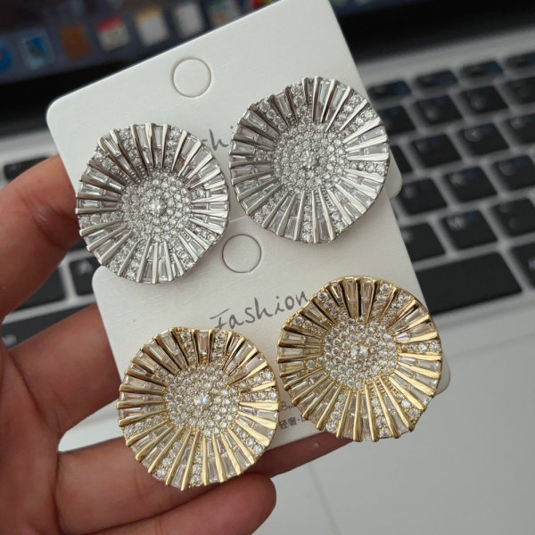 pave flower earrings