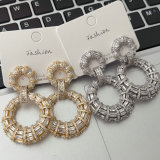Pave zircon chunky circle earrings