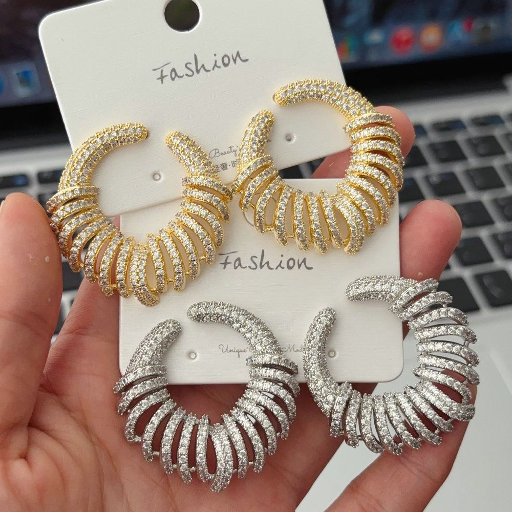 Pave zircon party earrings