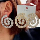 Pave zircon chunky snail earrings