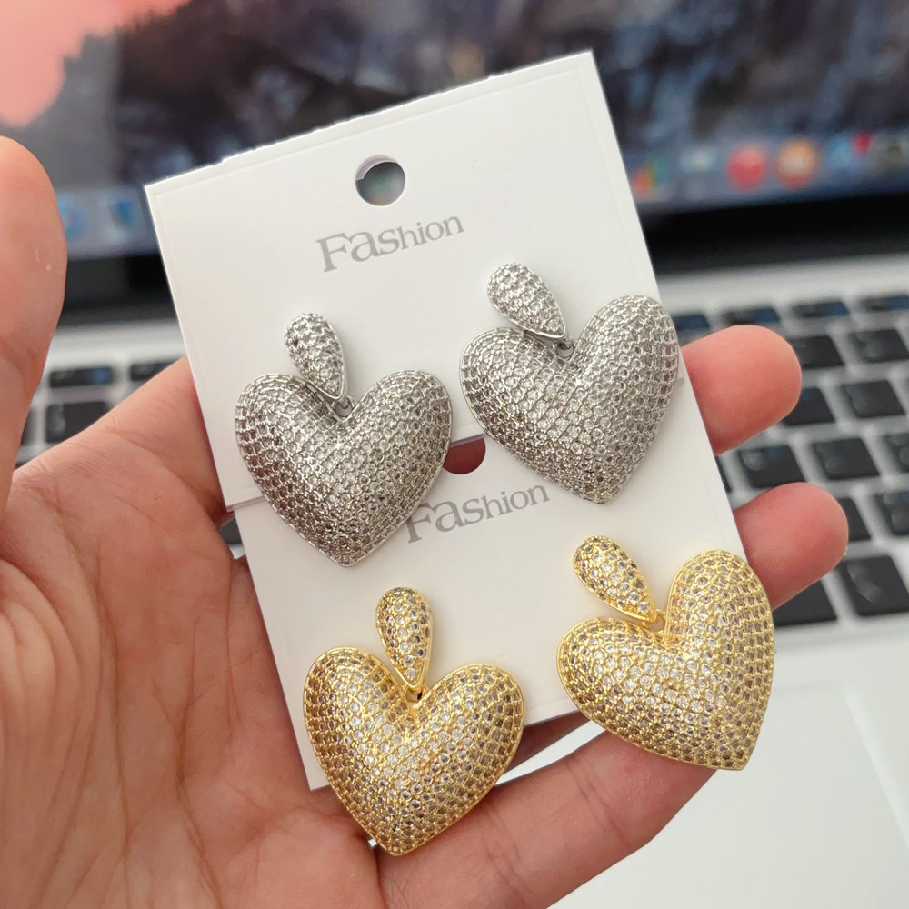 zircon heart earrigs
