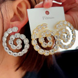 Pave zircon chunky snail earrings