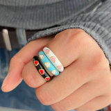 Enamel heart ring