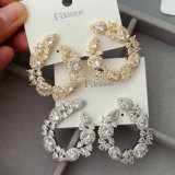 Pave zircon fan earrings
