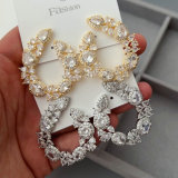 Pave zircon fan earrings