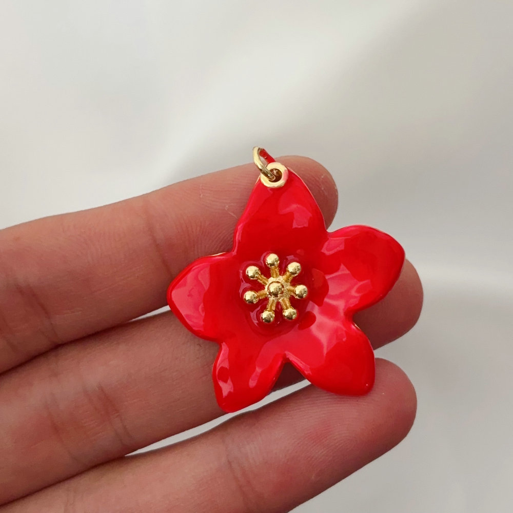 Red enamel charm