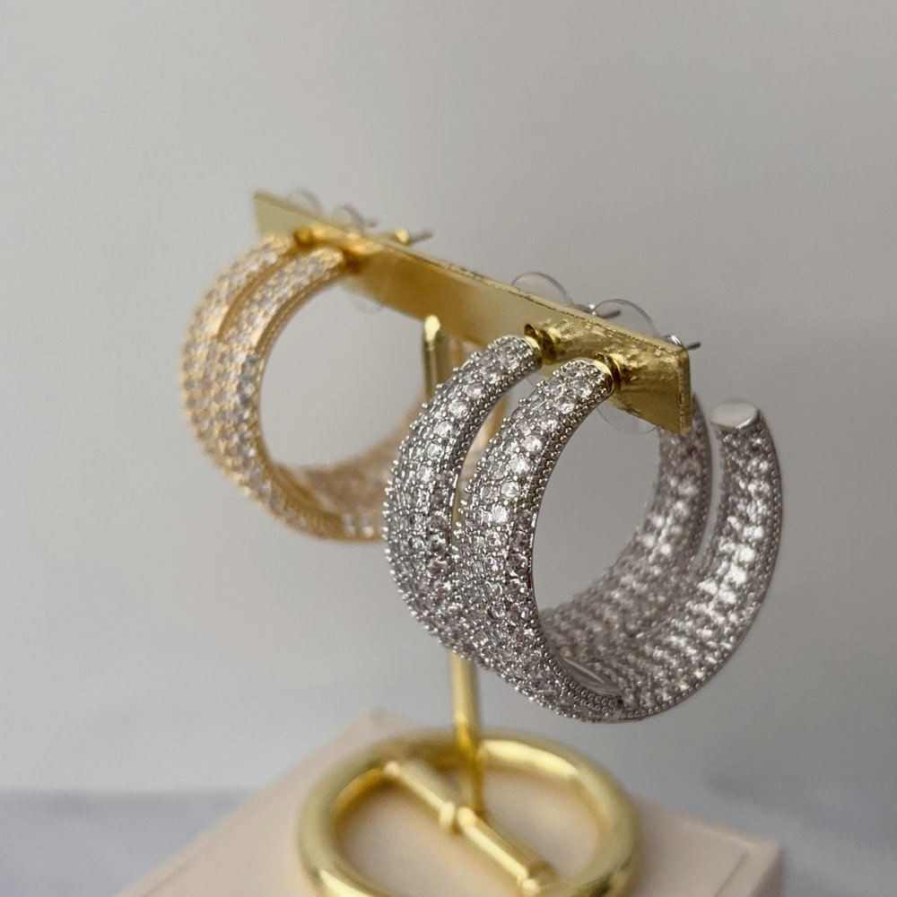 Pave zircon moon hoop