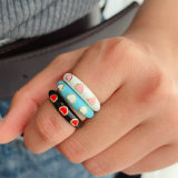 Enamel heart ring