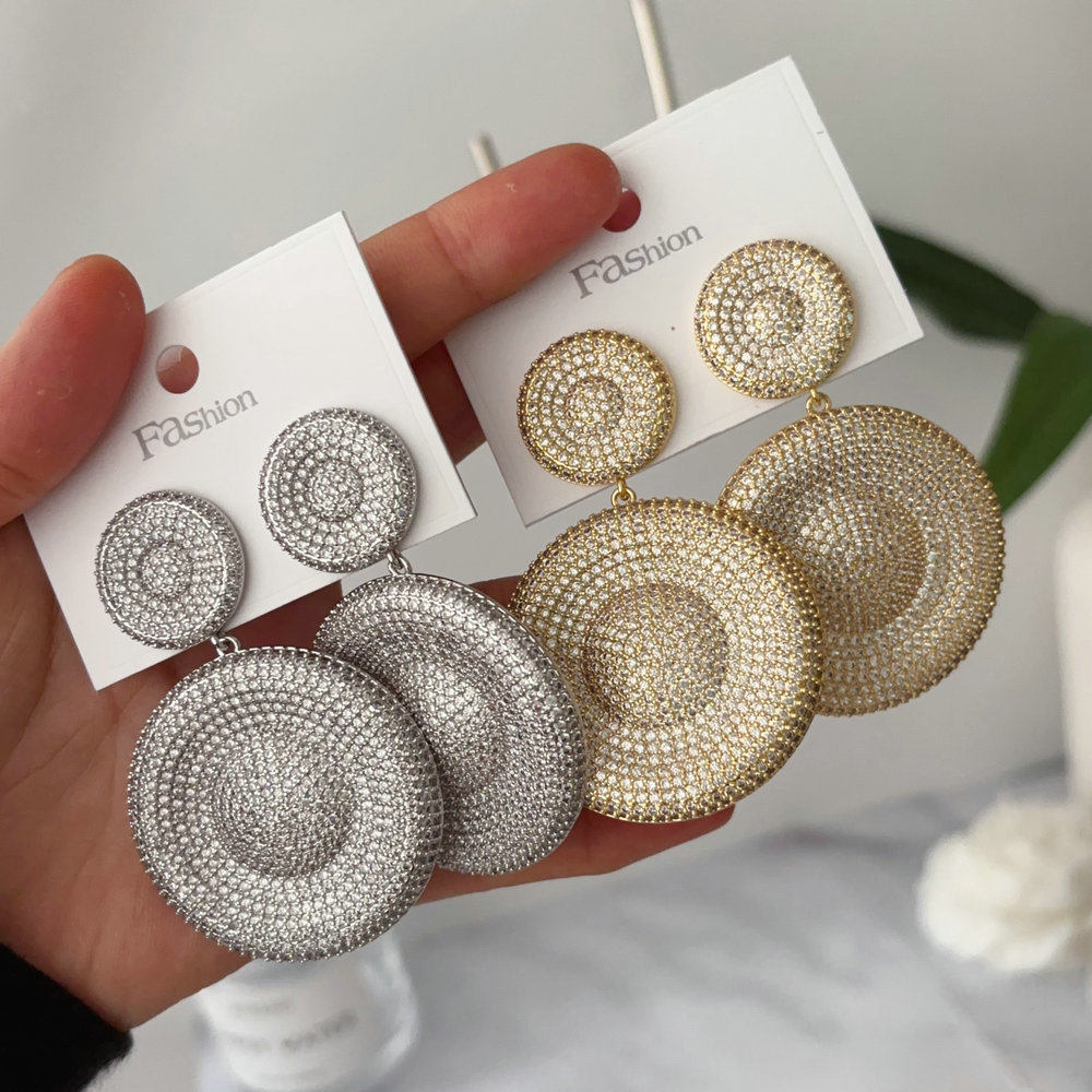 Pave zircon chunky circle earrings