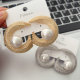 Pave moon pearl earrings