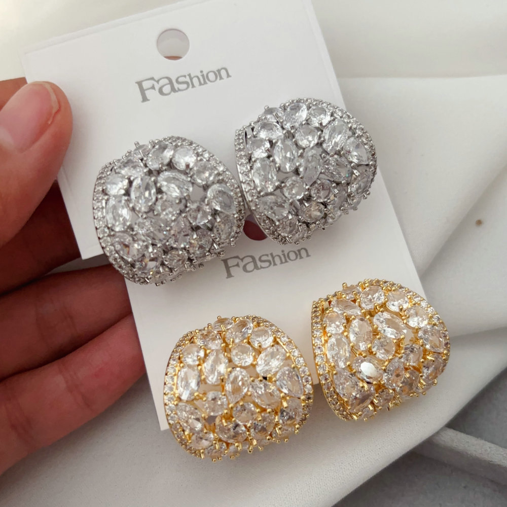 Pave flower earrings