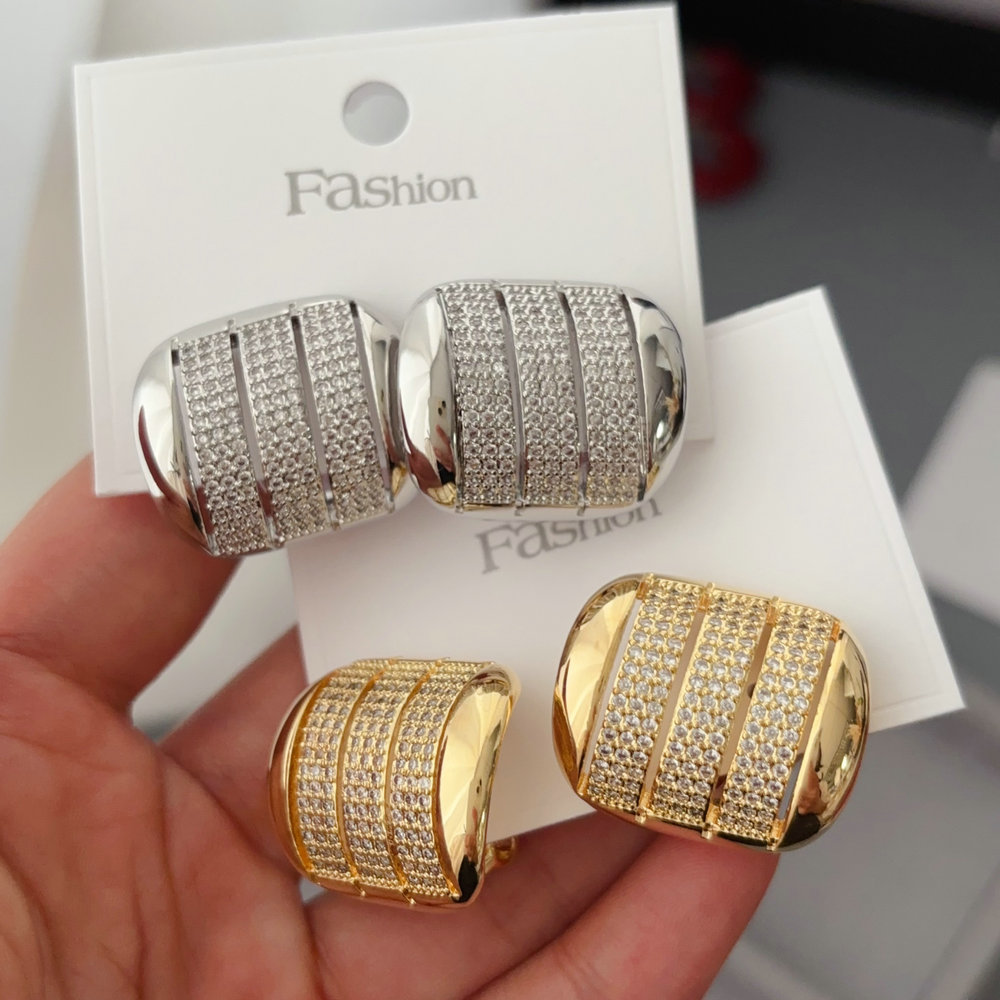 Pave zircon fan earrings