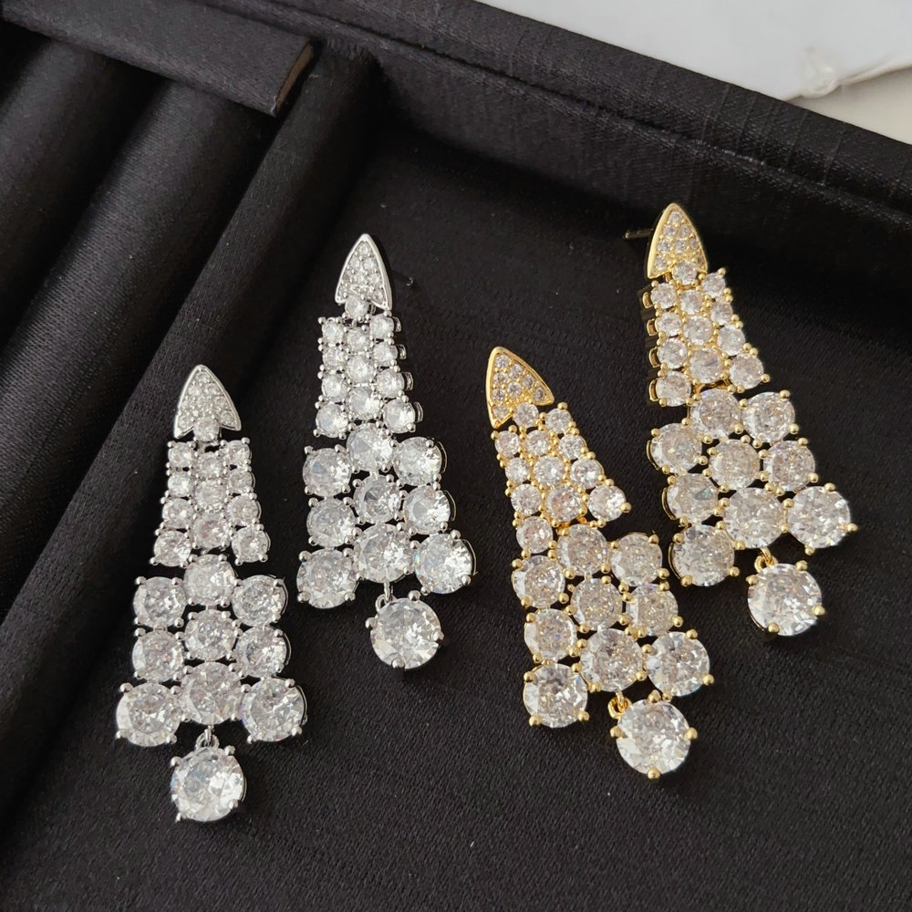 Pave zircon tassel earrings