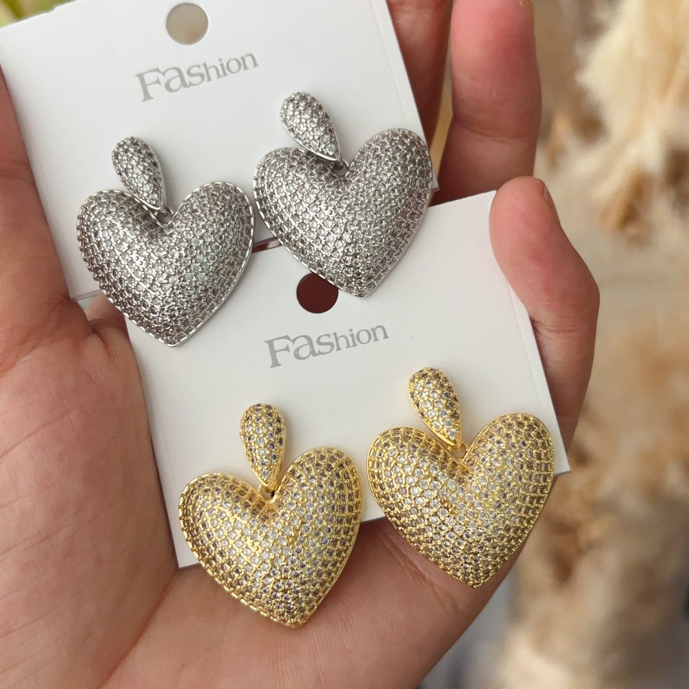 zircon heart earrigs