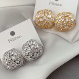 Pave flower earrings