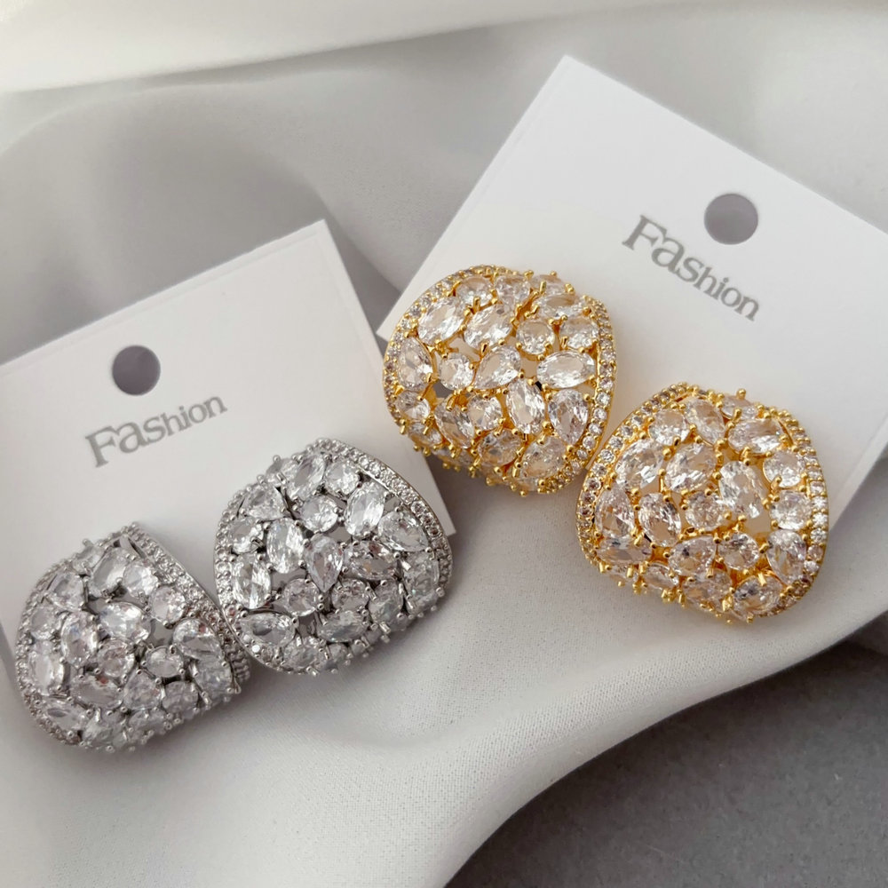 Pave flower earrings