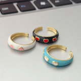 Enamel heart ring