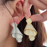 Pave zircon fan earrings