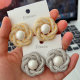 Chunky pave zircon pearl flower earrings