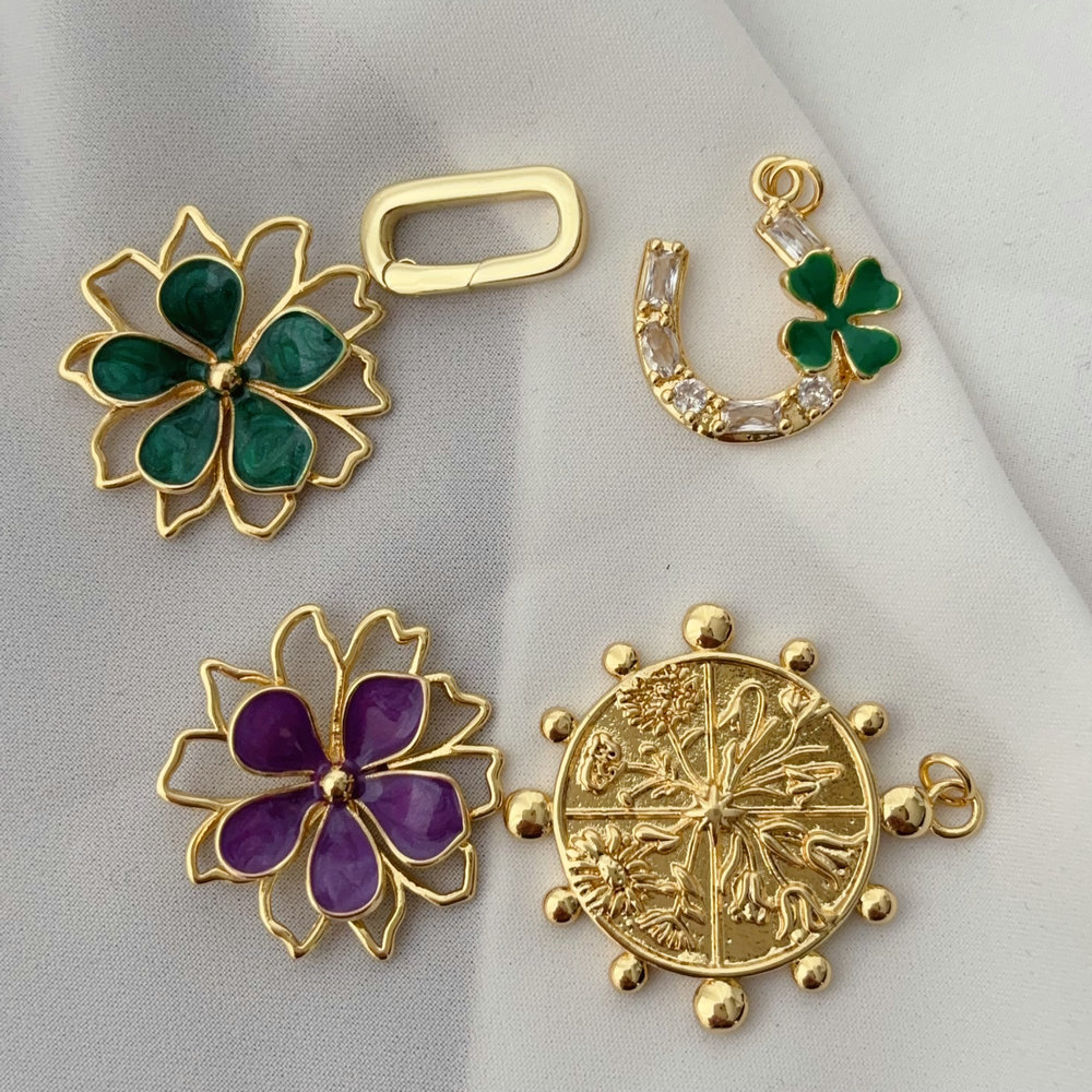 Enamel flower pendant