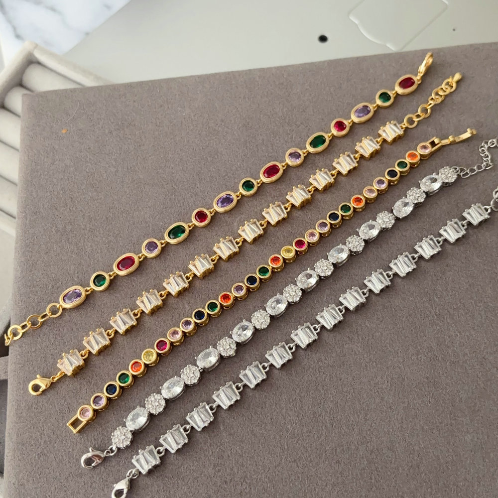 Pave zircon colorful bracelet
