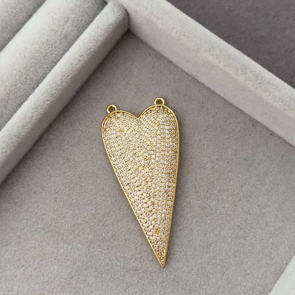 pave zircon heart charm
